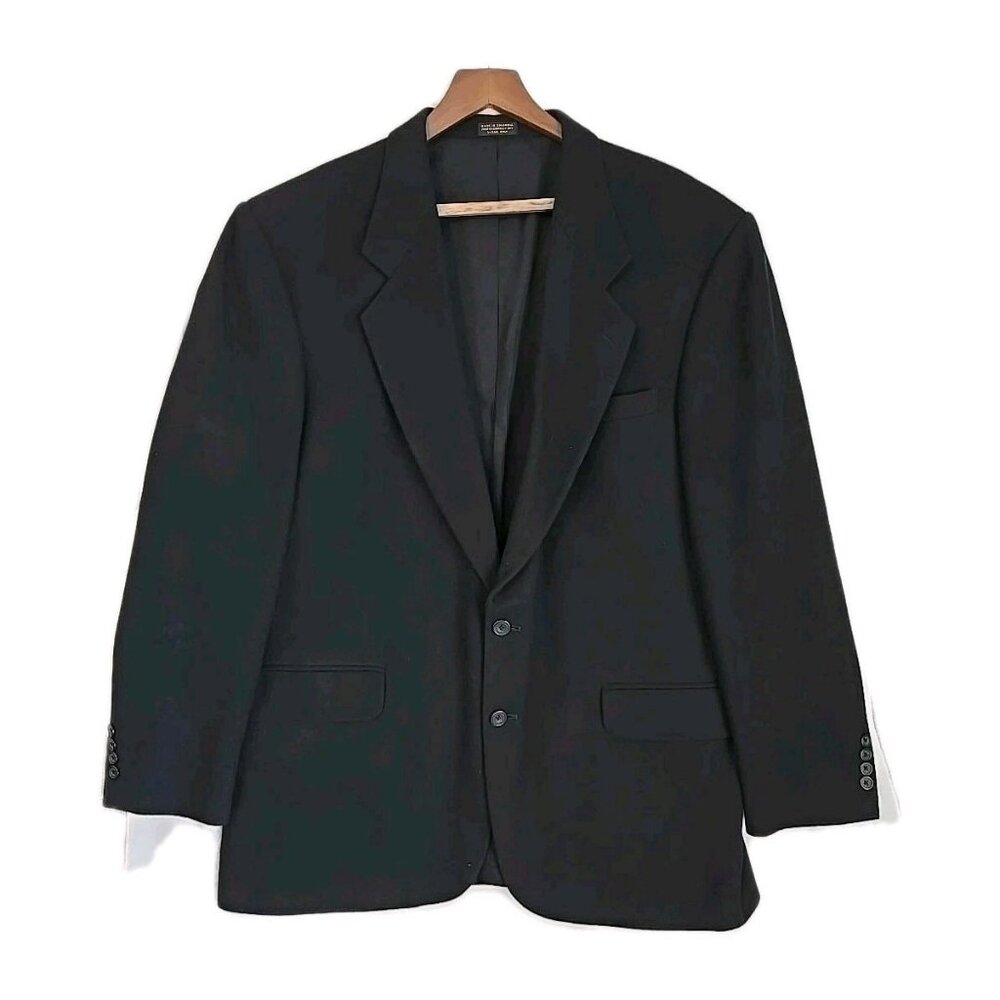 VTG Men’s Oscar De La Renta Wool Cashmere Black Coat Sport Blazer Academia 46 L